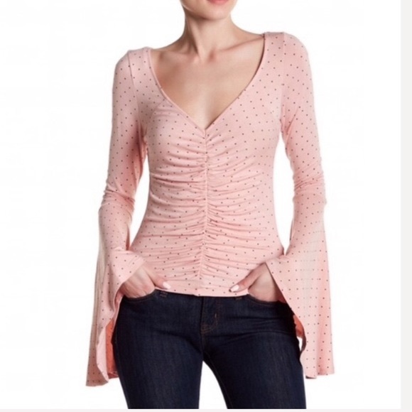 Free People Tops - Free people what a babe ruched polka dot top